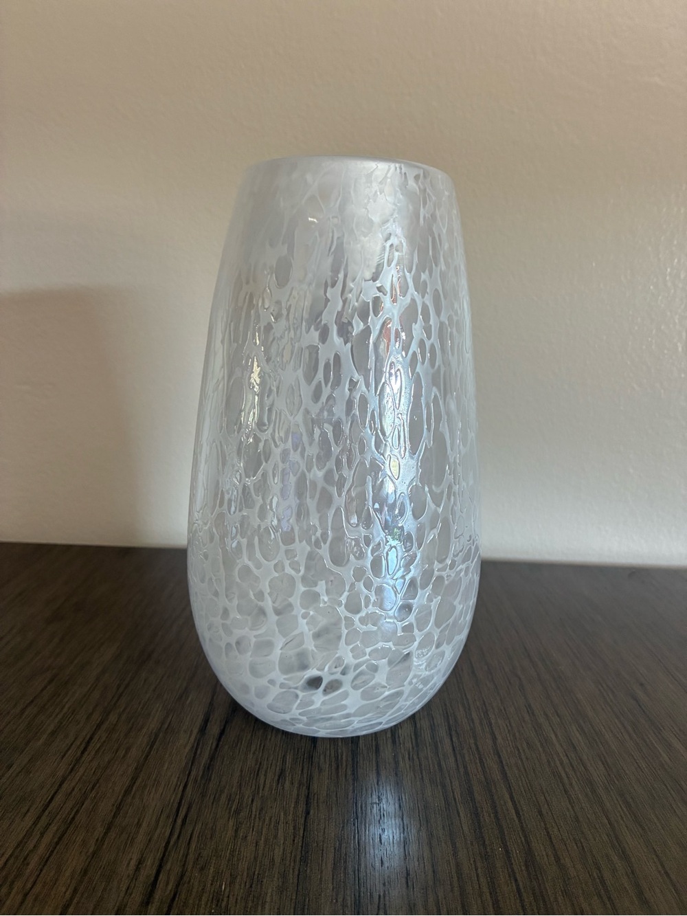White Iridescent Glass Decorative Vase - Brand